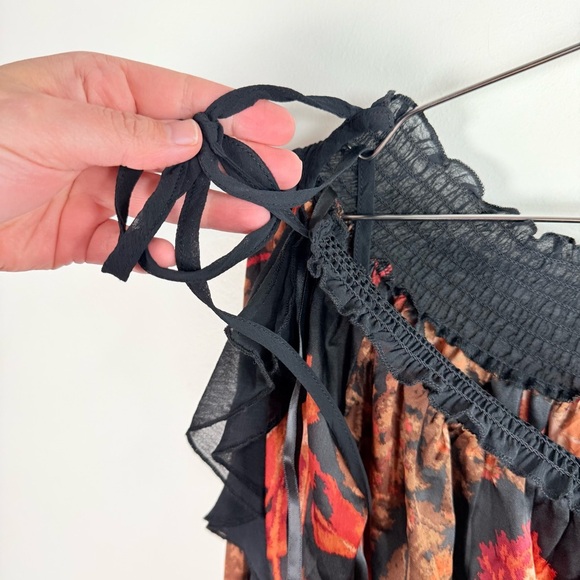 Free People Black And Orange Floral Bodysuit - Picture 6 of 12